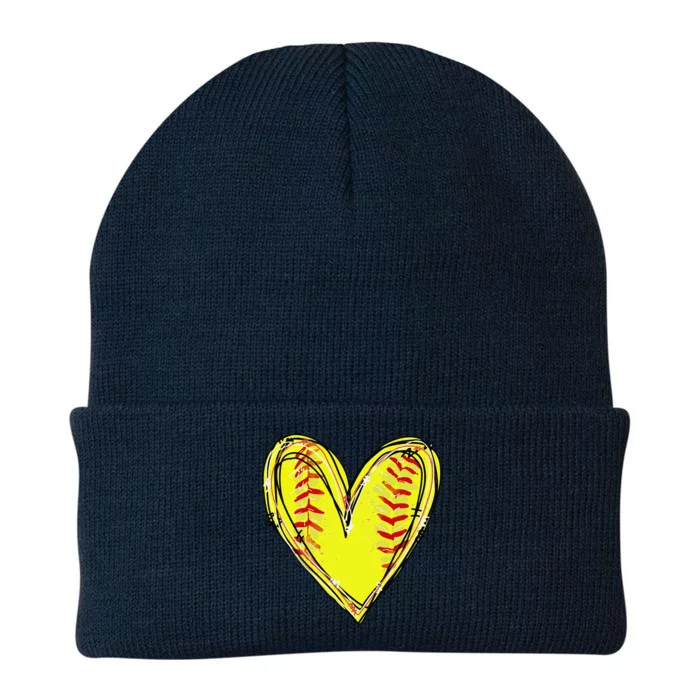 Funny Softball Heart Softball Game Day Softball Mom Lovers Gift Knit Cap Winter Beanie