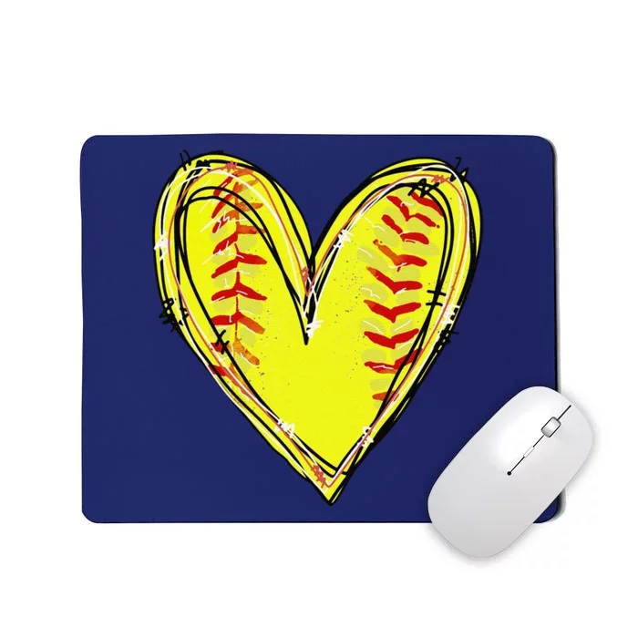 Funny Softball Heart Softball Game Day Softball Mom Lovers Gift Mousepad