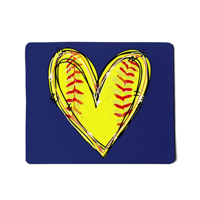 Funny Softball Heart Softball Game Day Softball Mom Lovers Gift Mousepad