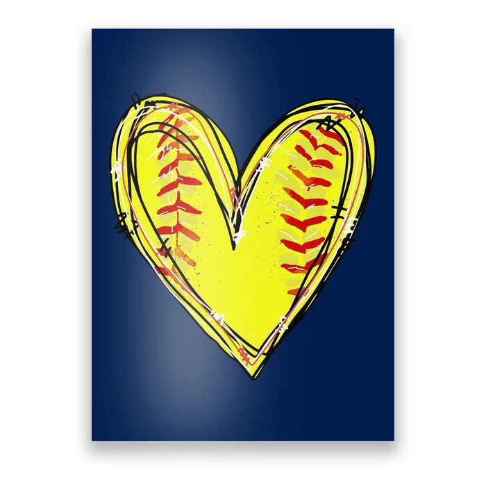 Funny Softball Heart Softball Game Day Softball Mom Lovers Gift Poster