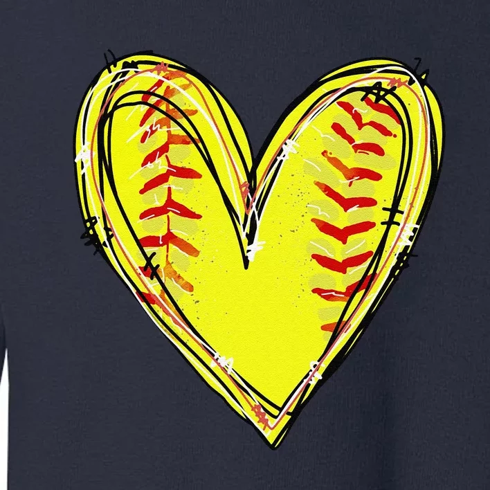 Funny Softball Heart Softball Game Day Softball Mom Lovers Gift Toddler Sweatshirt