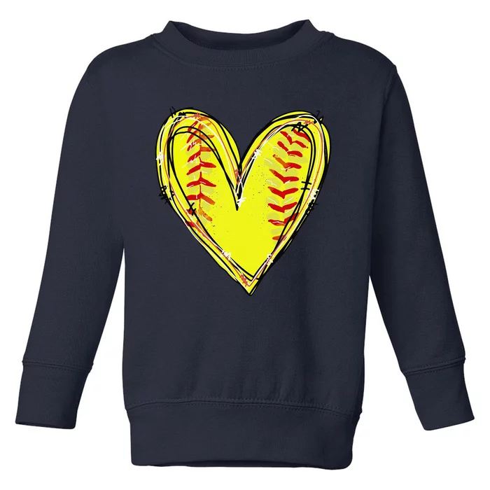 Funny Softball Heart Softball Game Day Softball Mom Lovers Gift Toddler Sweatshirt