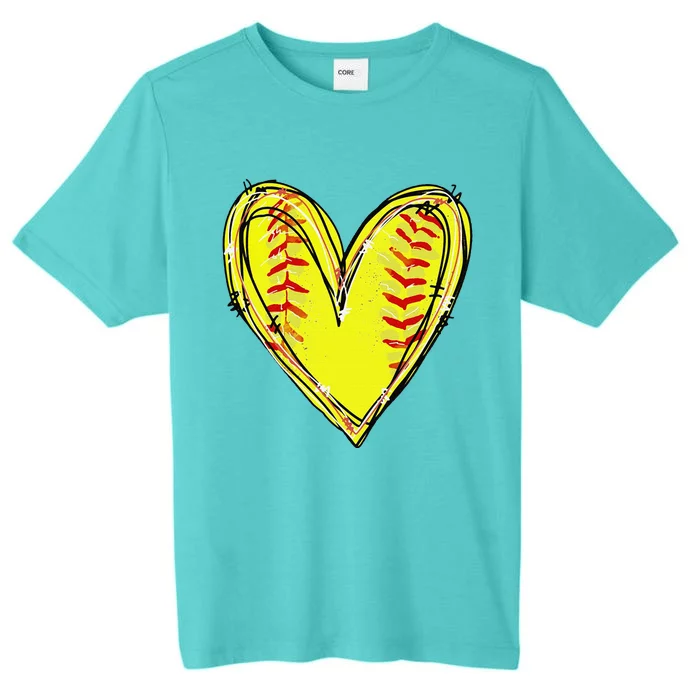 Funny Softball Heart Softball Game Day Softball Mom Lovers Gift ChromaSoft Performance T-Shirt