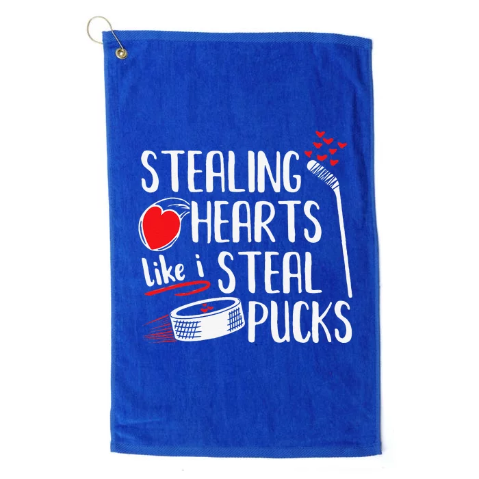 Funny Stealing Hearts Pucks Valentine's Day Hockey Platinum Collection Golf Towel