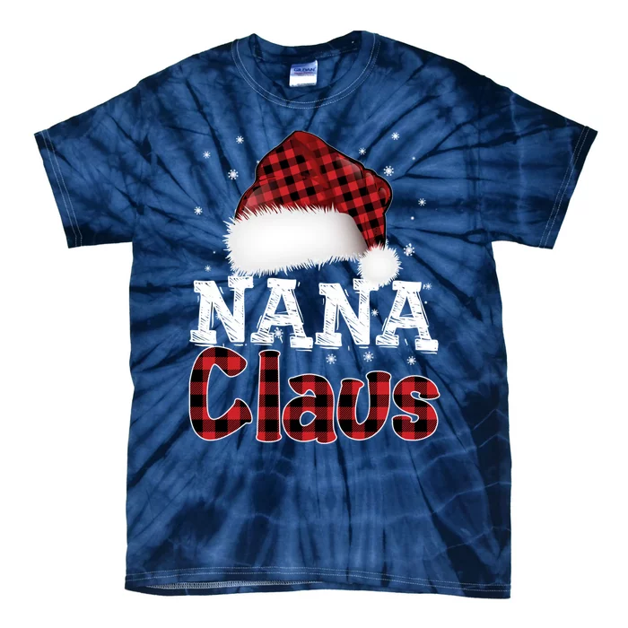 Fun Santa Hat Christmas Costume Family Matching Nana Claus Tie-Dye T-Shirt