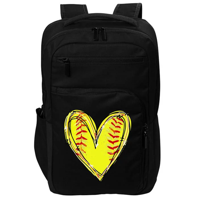 Funny Softball Heart Softball Game Day Softball Mom Lovers Gift Impact Tech Backpack