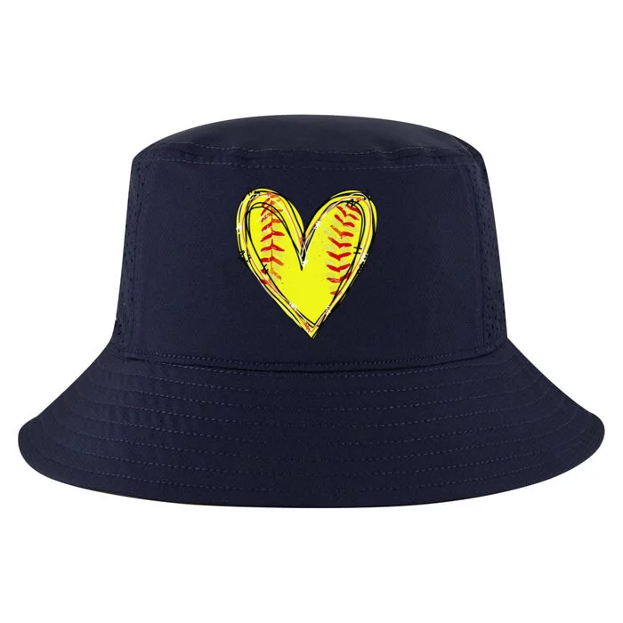 Funny Softball Heart Softball Game Day Softball Mom Lovers Gift Cool Comfort Performance Bucket Hat