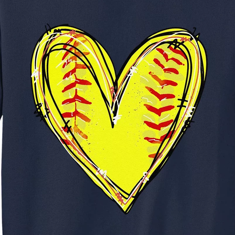 Funny Softball Heart Softball Game Day Softball Mom Lovers Gift Tall Sweatshirt