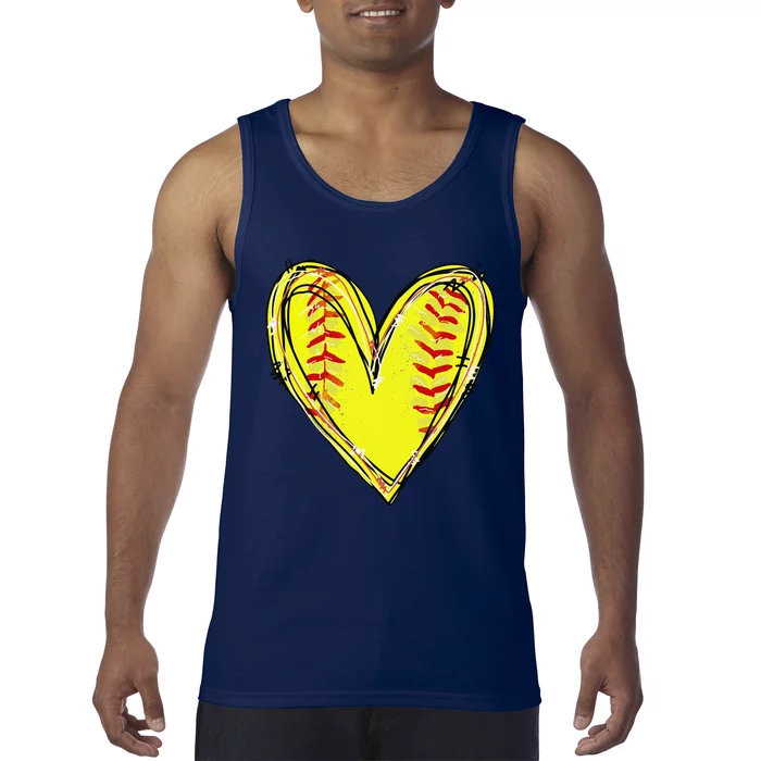 Funny Softball Heart Softball Game Day Softball Mom Lovers Gift Tank Top