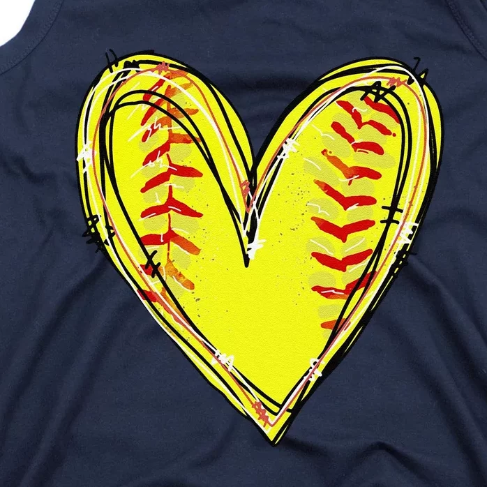 Funny Softball Heart Softball Game Day Softball Mom Lovers Gift Tank Top