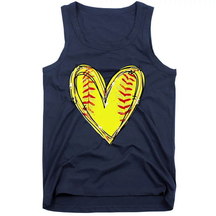 Funny Softball Heart Softball Game Day Softball Mom Lovers Gift Tank Top