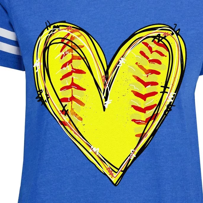 Funny Softball Heart Softball Game Day Softball Mom Lovers Gift Enza Ladies Jersey Football T-Shirt