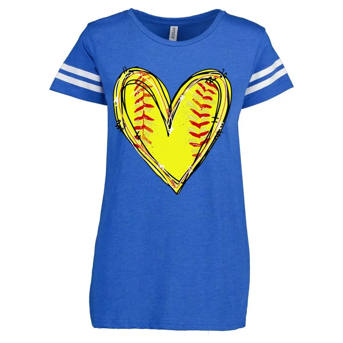 Funny Softball Heart Softball Game Day Softball Mom Lovers Gift Enza Ladies Jersey Football T-Shirt