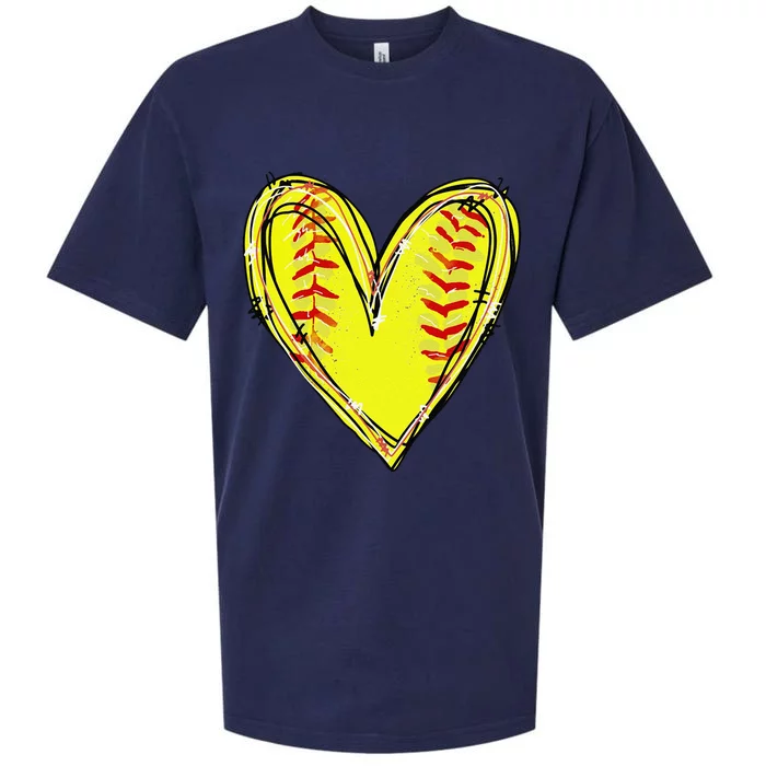 Funny Softball Heart Softball Game Day Softball Mom Lovers Gift Sueded Cloud Jersey T-Shirt