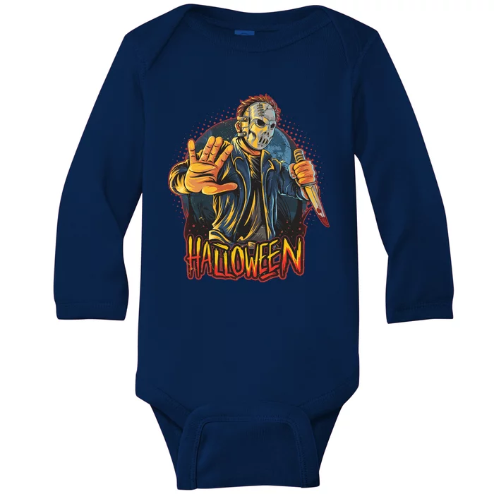 Funny Scary Halloween Jason Baby Long Sleeve Bodysuit