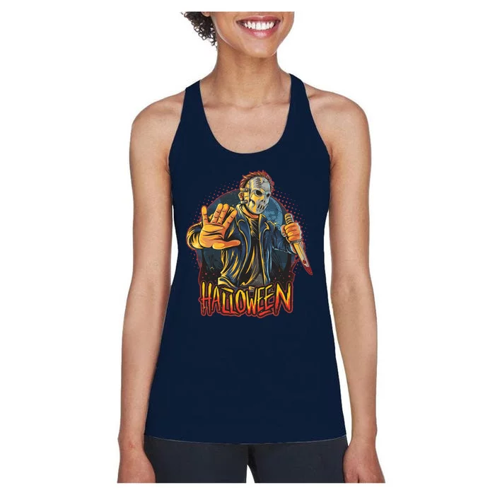 Funny Scary Halloween Jason Women's Racerback Tank