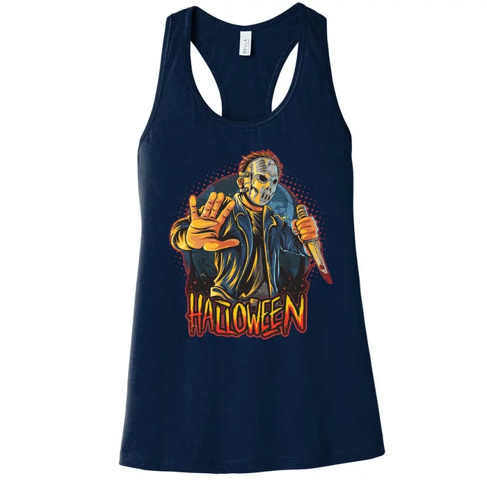 Funny Scary Halloween Jason Women's Racerback Tank