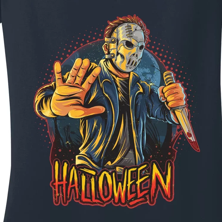 Funny Scary Halloween Jason Women's V-Neck T-Shirt