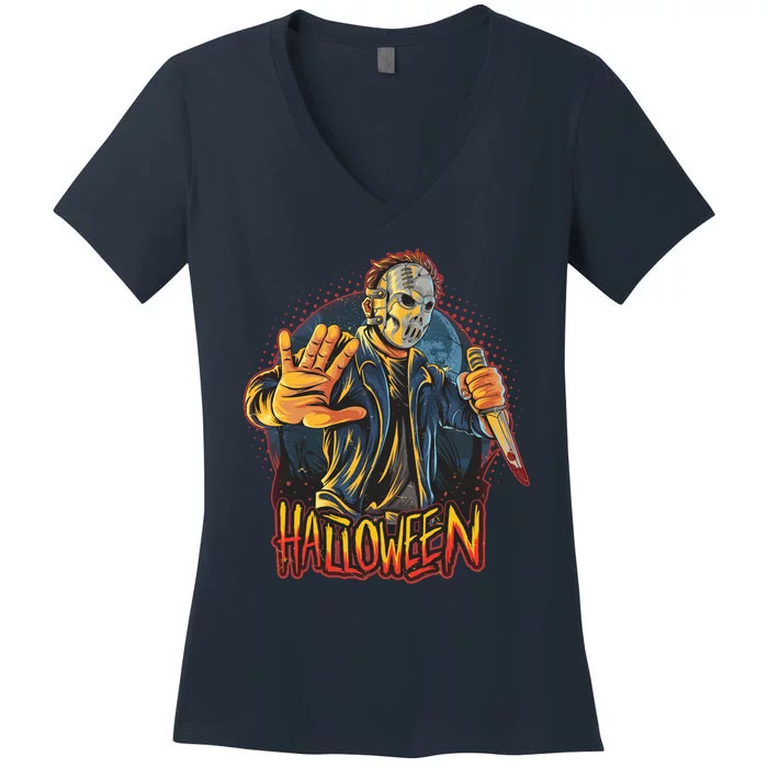 Funny Scary Halloween Jason Women's V-Neck T-Shirt