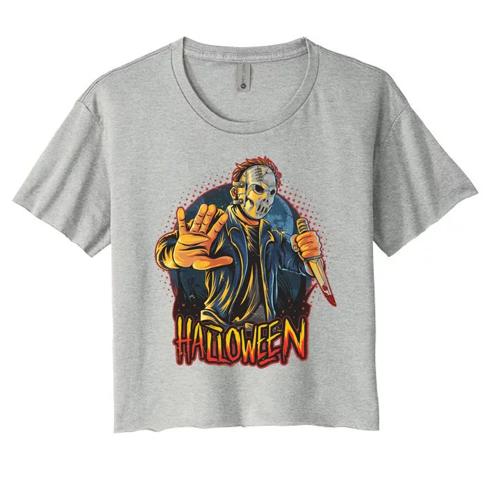 Funny Scary Halloween Jason Women's Crop Top Tee