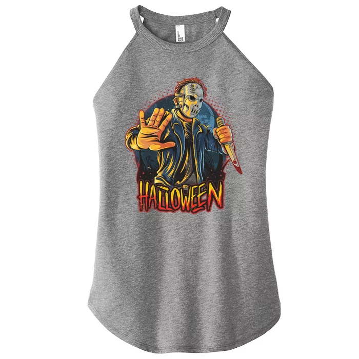 Funny Scary Halloween Jason Women’s Perfect Tri Rocker Tank