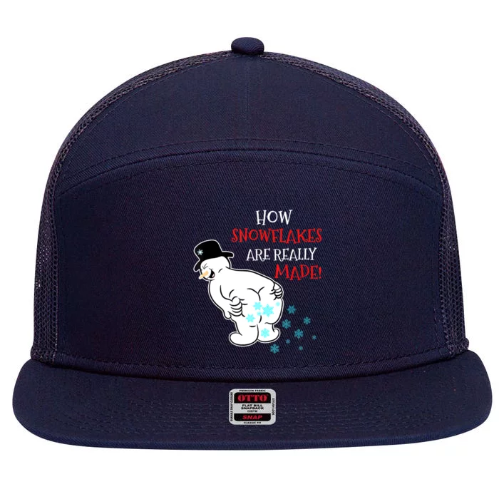 Funny Snowman How Snowflake Are Really Made Christmas Cutome 7 Panel Mesh Trucker Snapback Hat