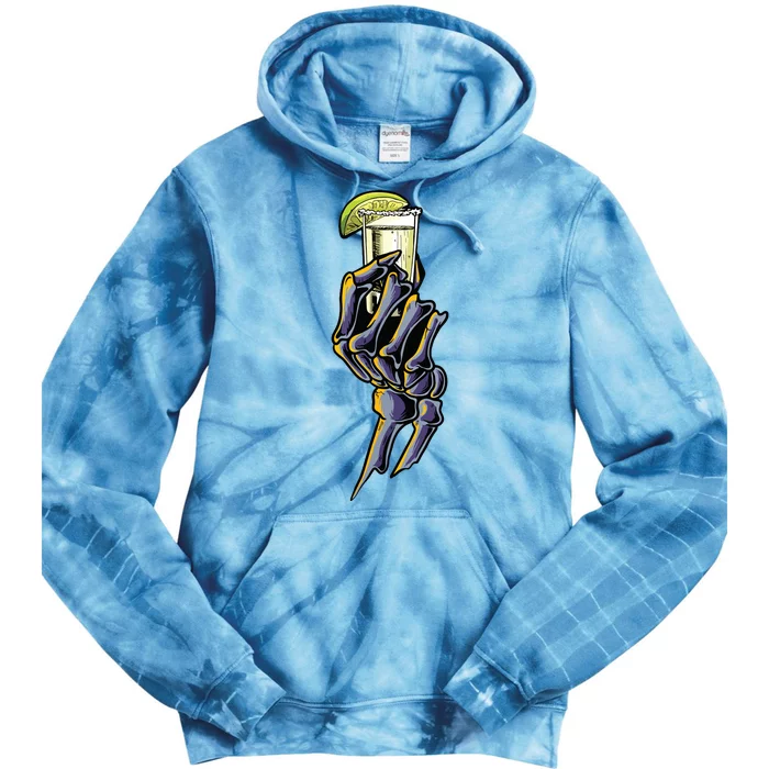 Funny Skeleton Hand With Tequila Alcohol Party Tie Dye Hoodie