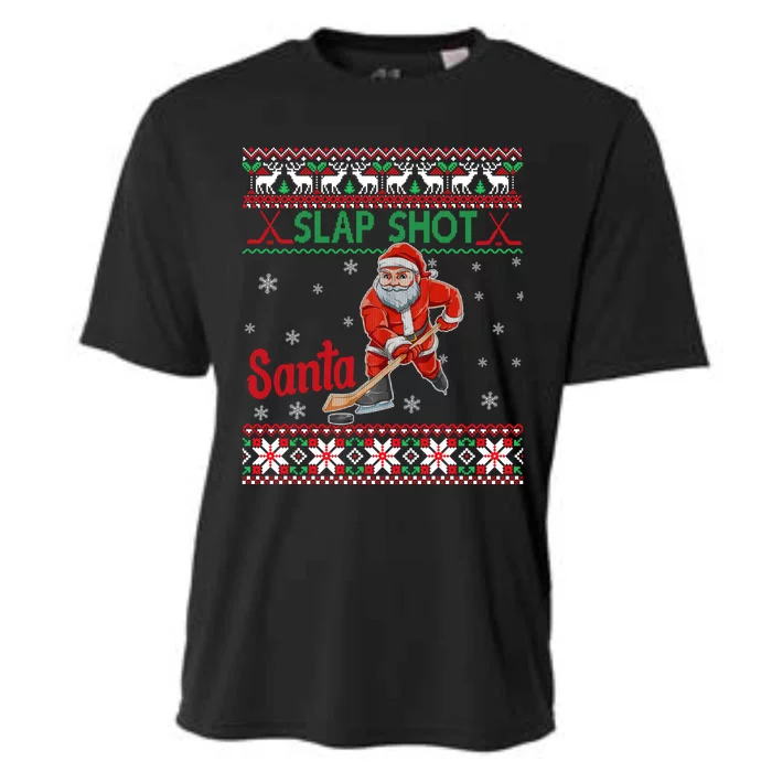 Funny Santa Hockey Christmas Gift Santa Ugly Sweater Cute Gift Cooling Performance Crew T-Shirt