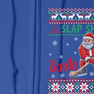 Funny Santa Hockey Christmas Gift Santa Ugly Sweater Cute Gift Full Zip Hoodie