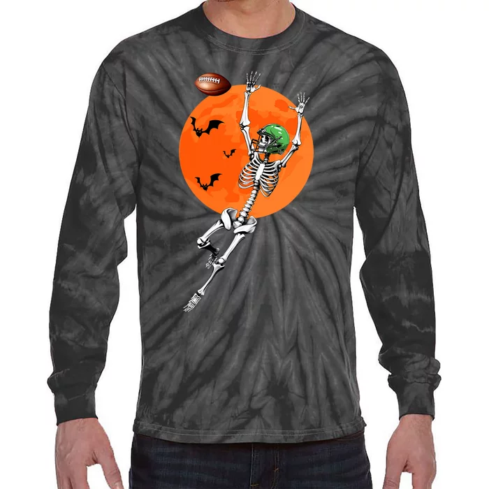 Football Skeleton Halloween Football Player Tie-Dye Long Sleeve Shirt