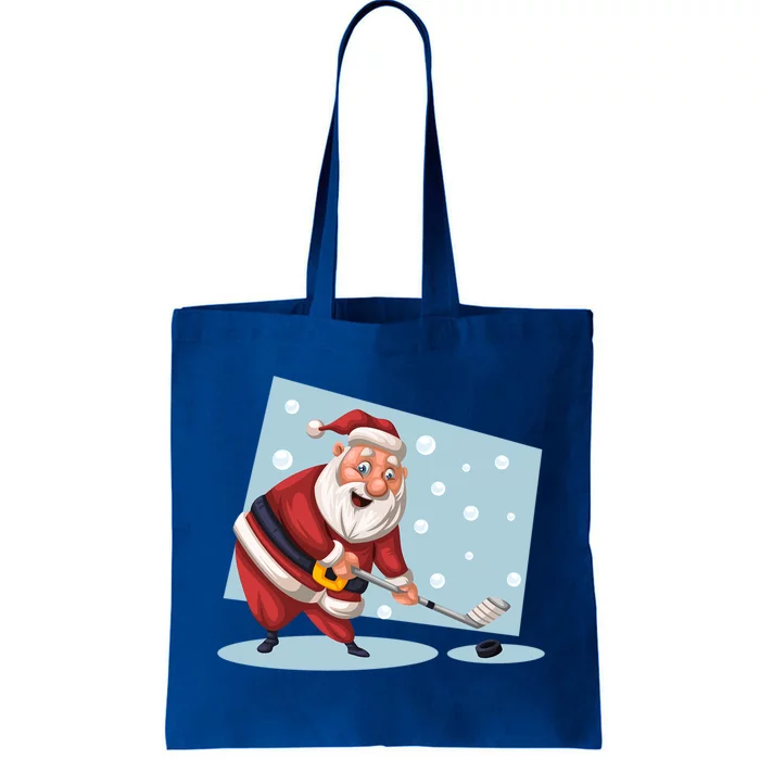 Funny Santa Hockey Player Santa Playing Hockey Santa Hockey Gift Tote Bag