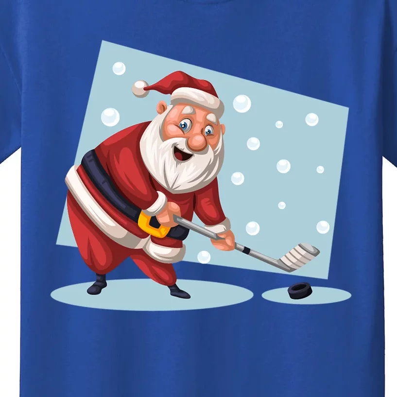 Funny Santa Hockey Player Santa Playing Hockey Santa Hockey Gift Kids T-Shirt