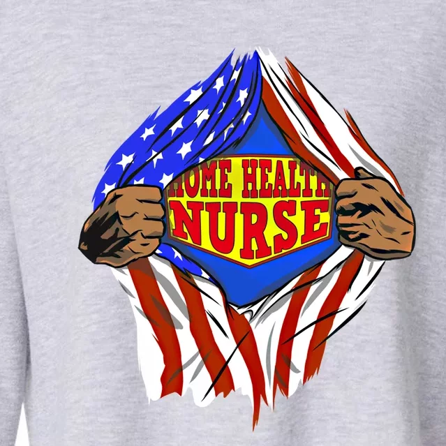 Funny Super Home Health Nurse Hero Job Gift Cropped Pullover Crew