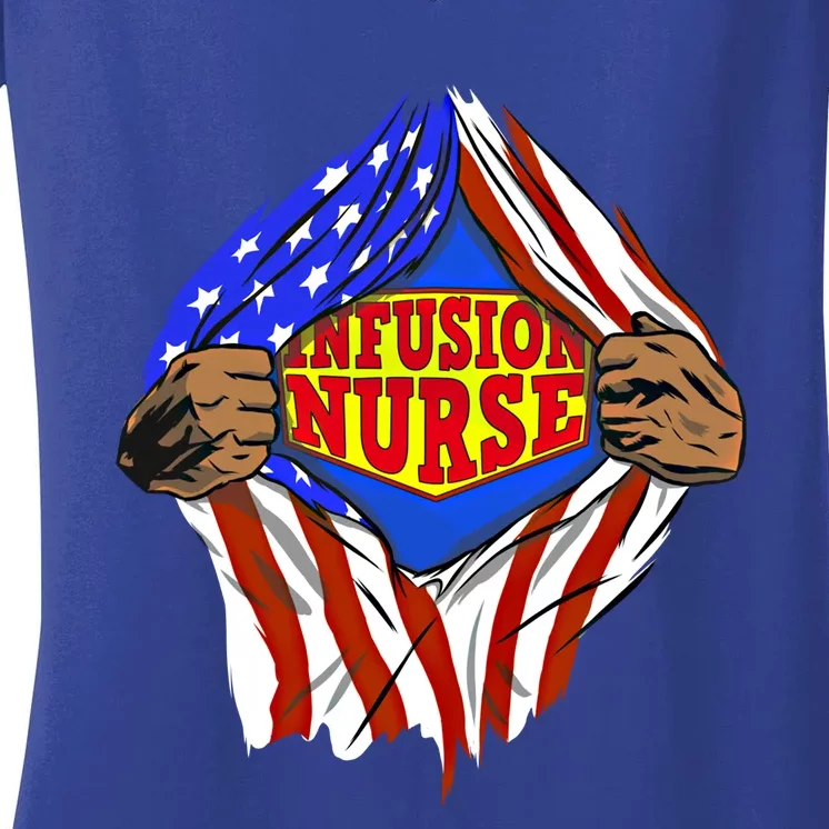 Funny Super Infusion Nurse Hero Job Gift Women's V-Neck T-Shirt