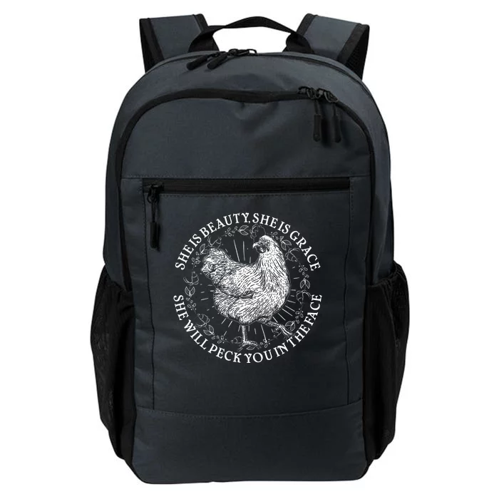 Funny She Is Beauty She Is Grace Vintage Hen Chicken Daily Commute Backpack