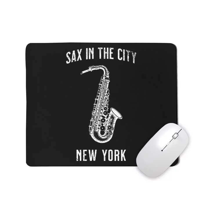 Funny Sax In The City New York Jazz Music Sax Player Design Mousepad