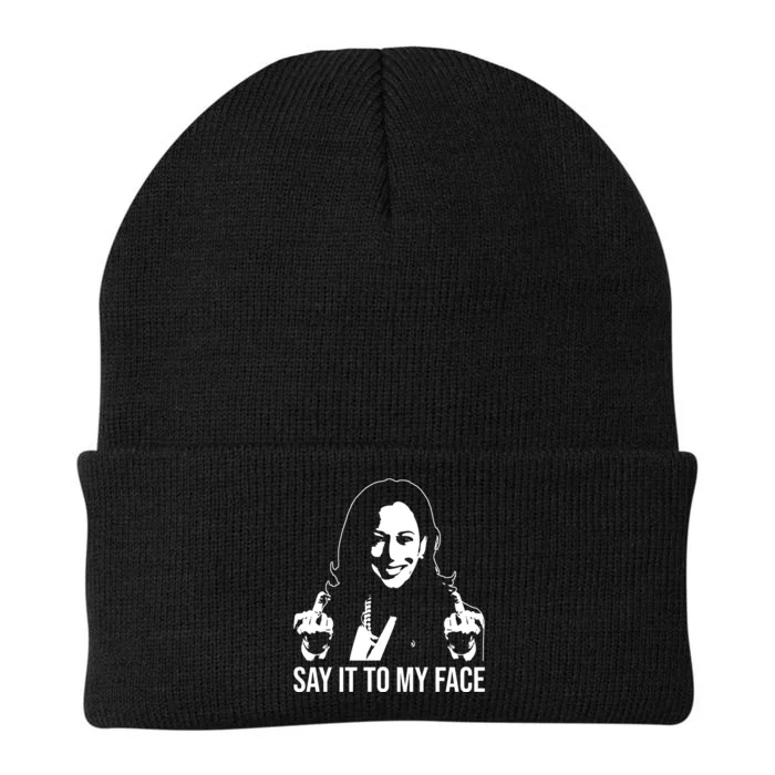 Funny Say It To My Face Kamala Harris 2024 For President Knit Cap Winter Beanie