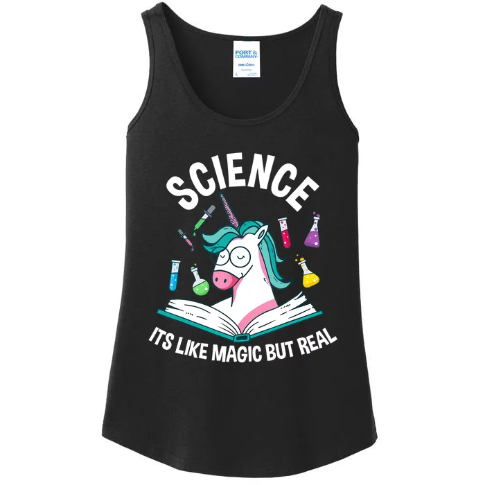 Funny Science Is Like Magic But Real Unicorn Funny Science Ladies Essential Tank