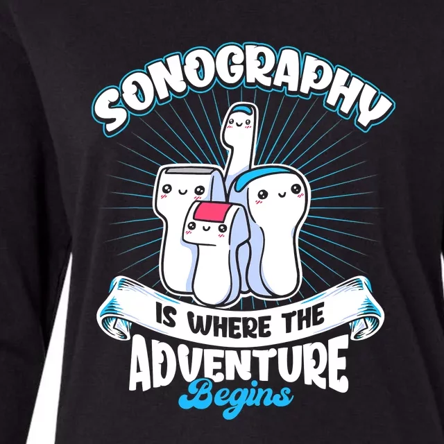 Funny Sonography Is Where The Adventure Begins Ultrasound Tech Womens Cotton Relaxed Long Sleeve T-Shirt