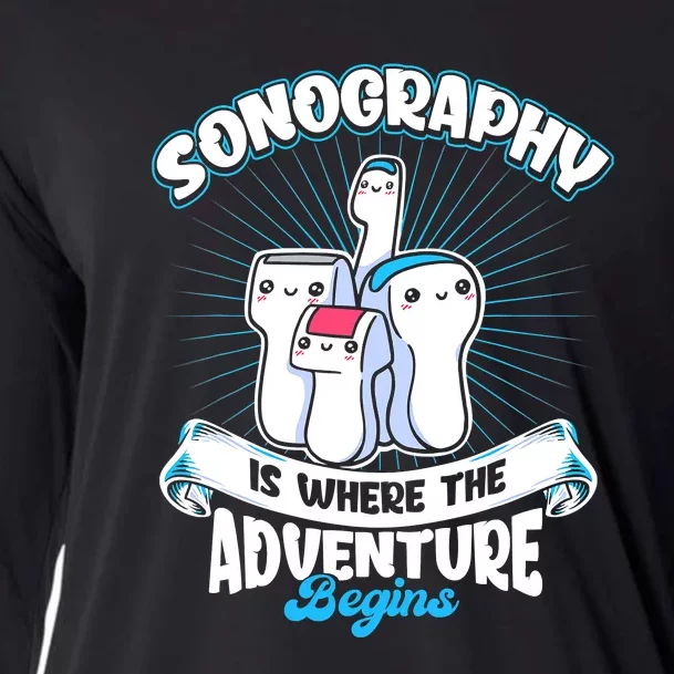 Funny Sonography Is Where The Adventure Begins Ultrasound Tech Cooling Performance Long Sleeve Crew