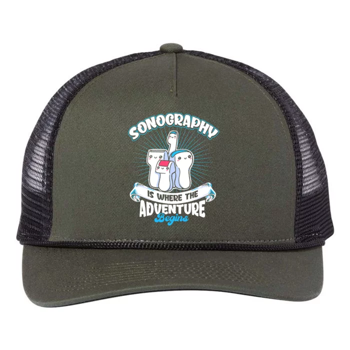 Funny Sonography Is Where The Adventure Begins Ultrasound Tech Retro Rope Trucker Hat Cap