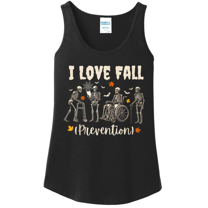 Funny Skeleton I Love Fall Prevention Fall Physical Therapy Ladies Essential Tank