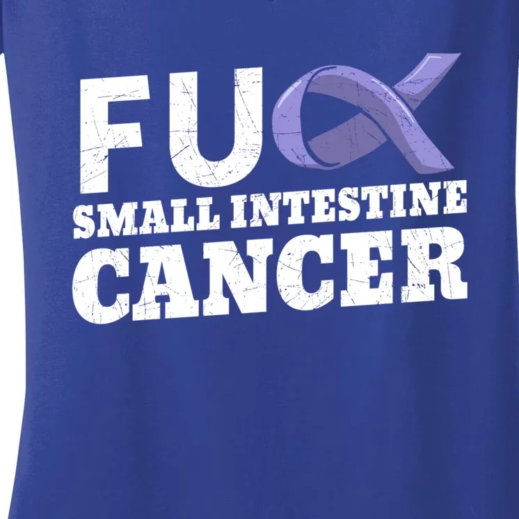 Fuck Small Intestine Cancer Bowel Cancer Awareness Duodenal Gift Women's V-Neck T-Shirt