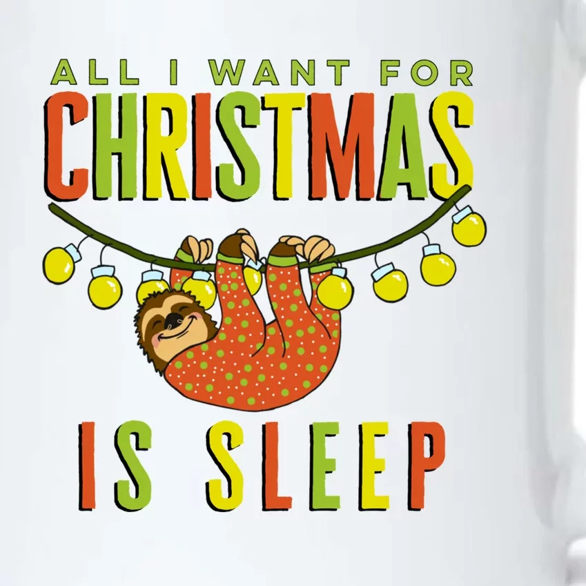 Funny Sloth In Pajamas All I Want For Christmas Is Sleep Cute Gift Black Color Changing Mug