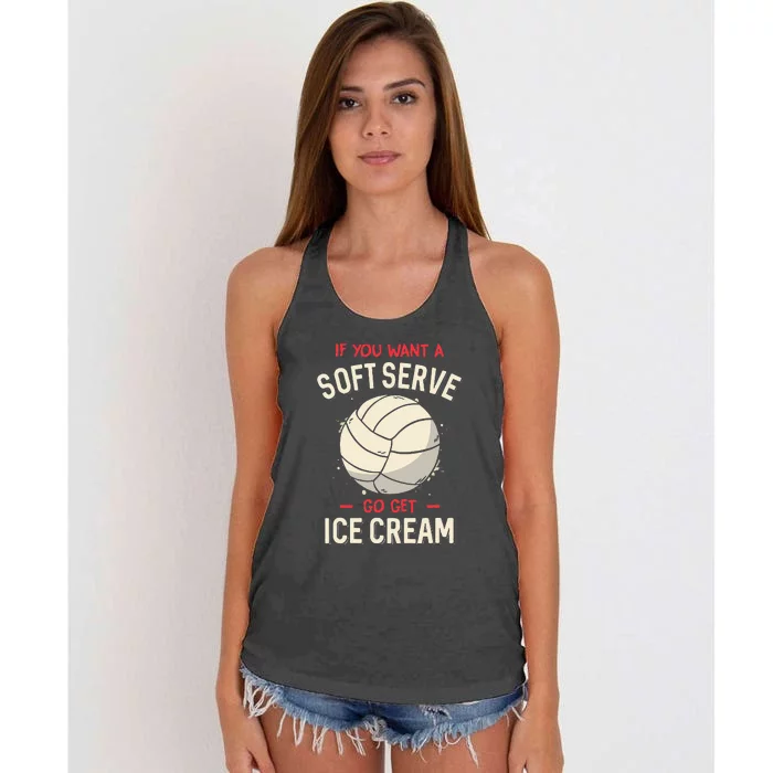 Funny Saying If You Want A Soft Serve Voleyball Women's Knotted Racerback Tank