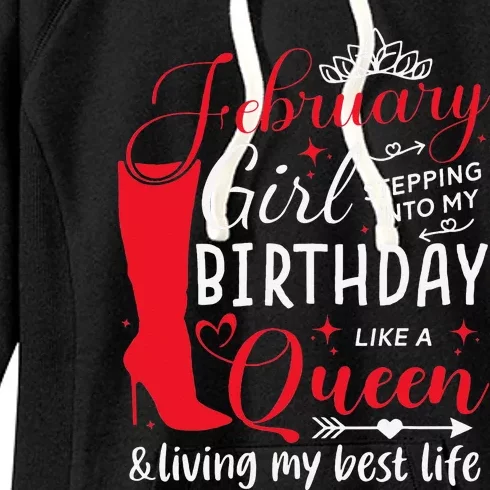 February Stepping into My Birthday Aquarius Queen Women's Fleece Hoodie