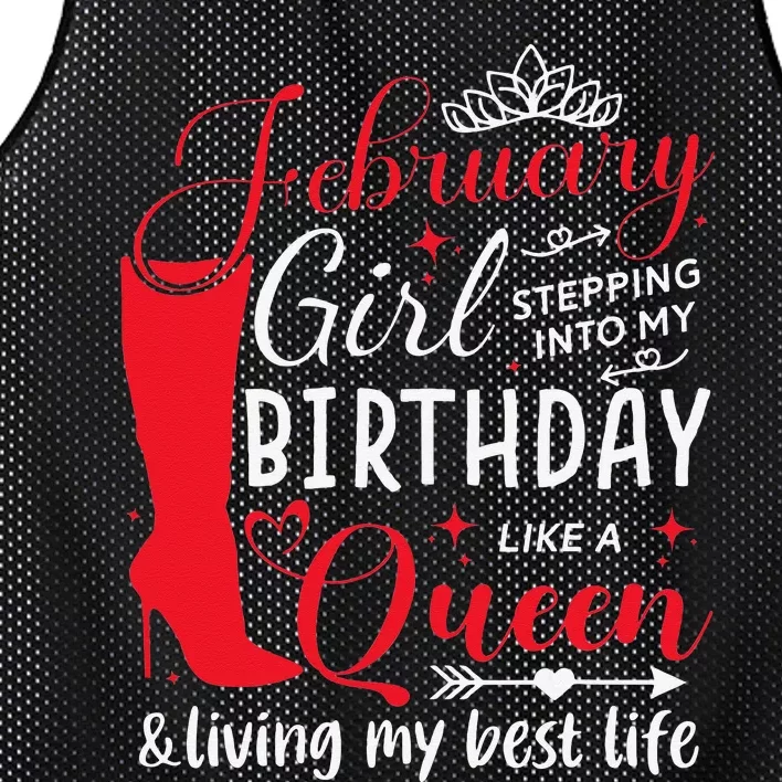 February Stepping into My Birthday Aquarius Queen Mesh Reversible Basketball Jersey Tank