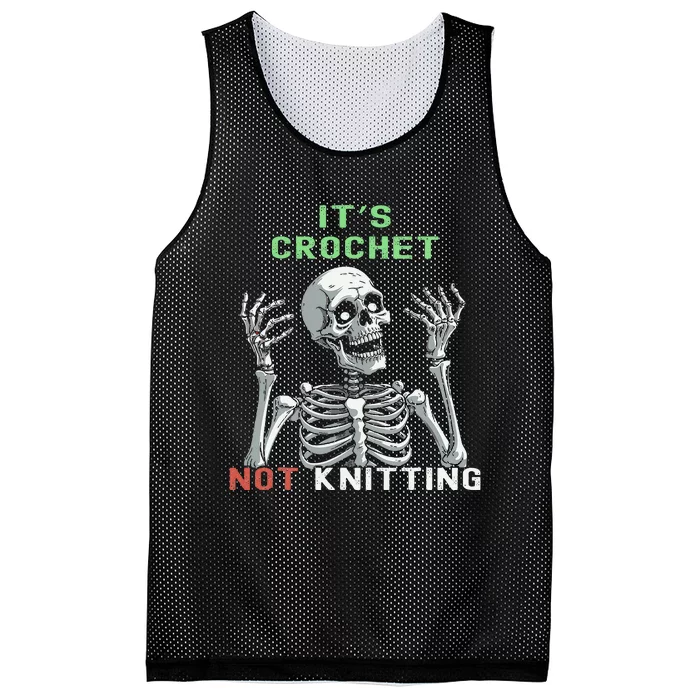 Funny Skeleton It's Crochet Not Knitting Crochet Mesh Reversible Basketball Jersey Tank