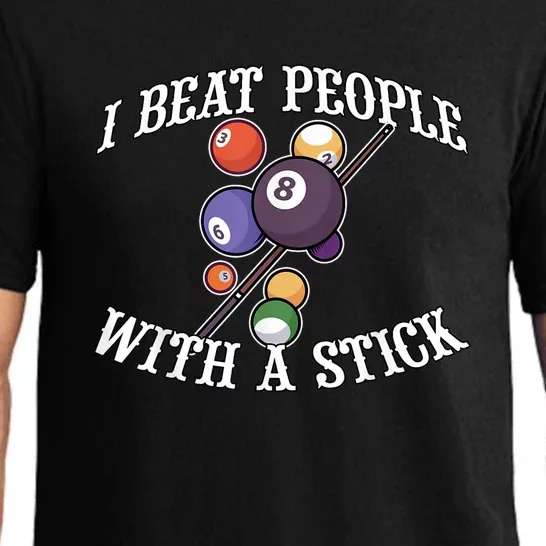 Funny Sport I Beat People With A Stick Billiards Ball Pool Gift Pajama Set