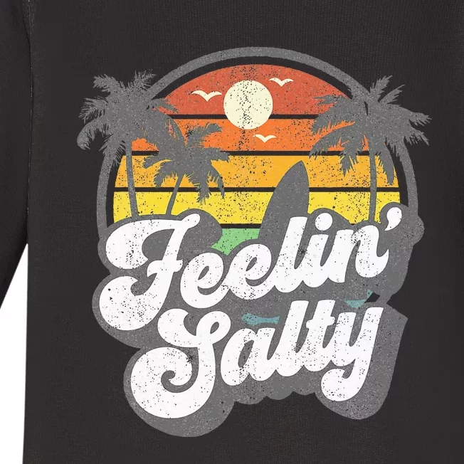 Feeling Salty Island Vacation Surfing Palm Baby Long Sleeve Bodysuit